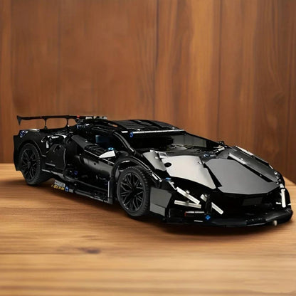 Black Supercar Building Block Set for Adults and Teenagers, 1288-Piece Model