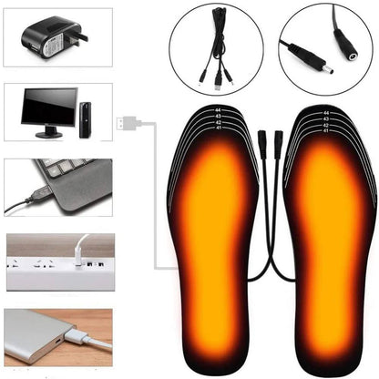 Rechargeable Heated Insoles, USB Rechargeable Foot Warmers for Comfortable Warmth