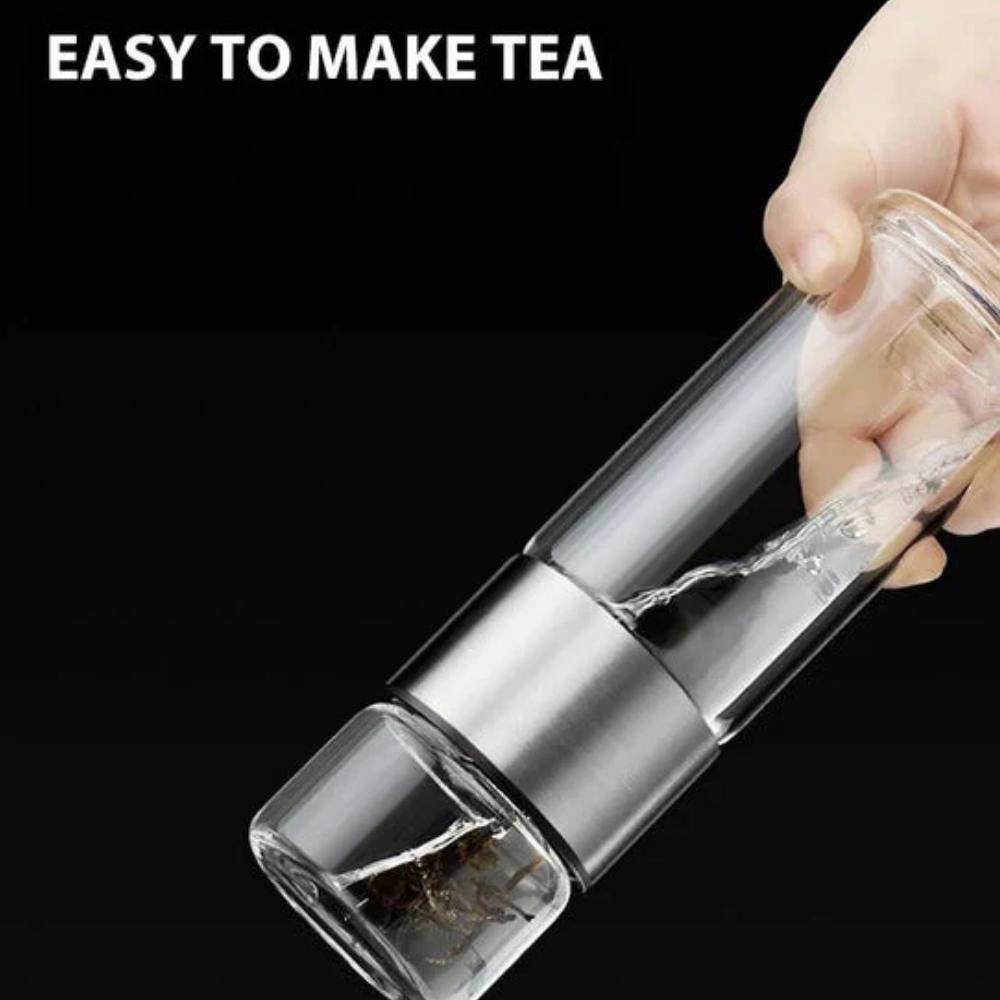Transparent Portable Insulated Glass Bottle with Tea Filter for Healthy Drinks