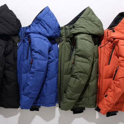 Duck Down Winter Jacket with Removable Hood and Full Zip Closure