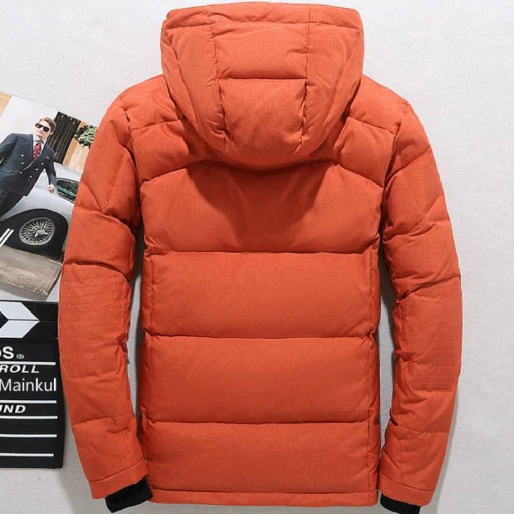 Duck Down Winter Jacket with Removable Hood and Full Zip Closure