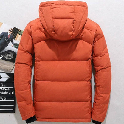 Duck Down Winter Jacket with Removable Hood and Full Zip Closure
