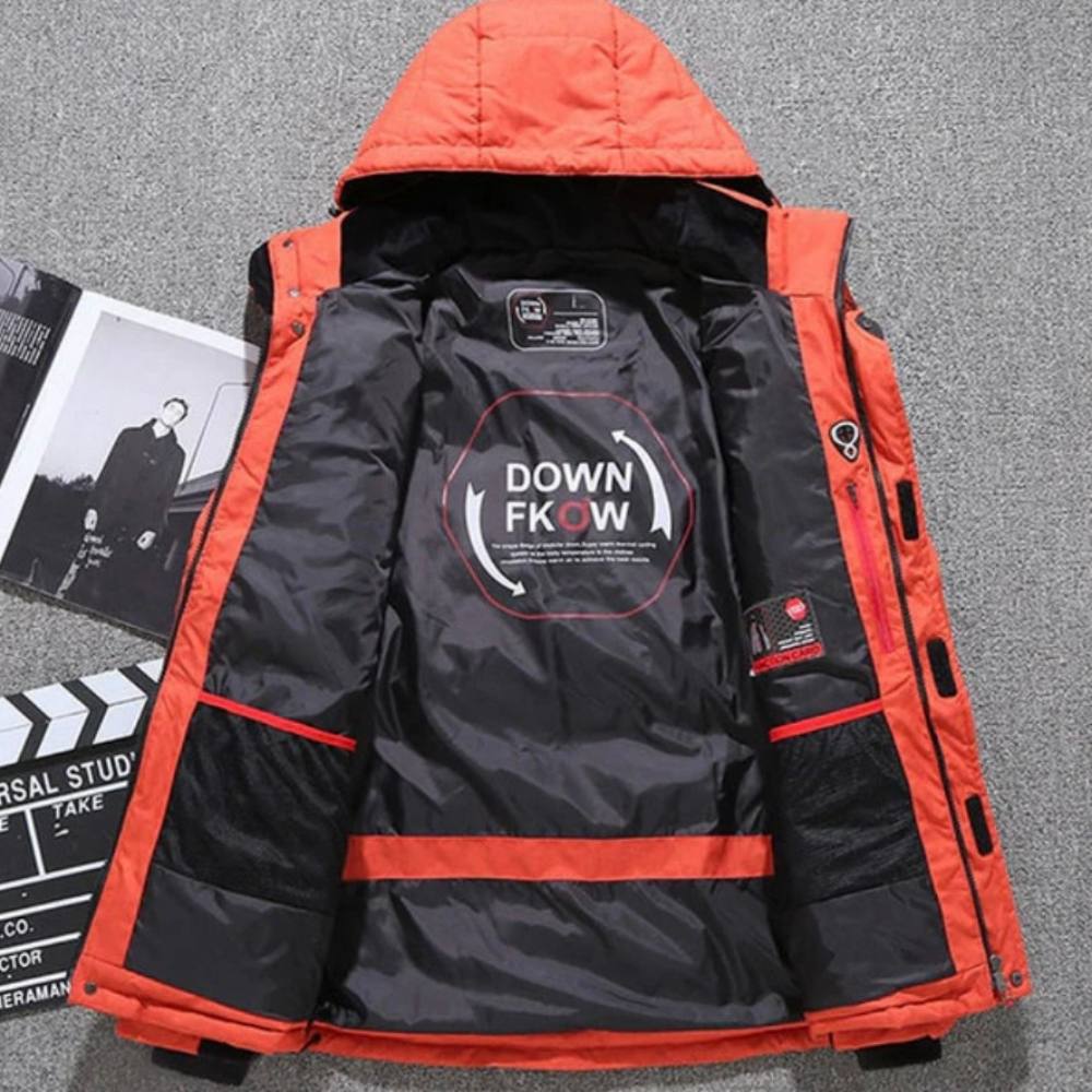 Duck Down Winter Jacket with Removable Hood and Full Zip Closure