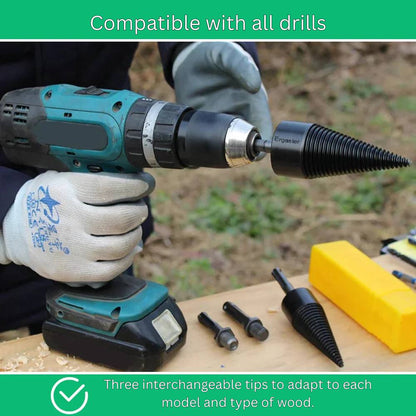 Wood Log Splitter Drill Bit, Titanium Cone for Electric Drill
