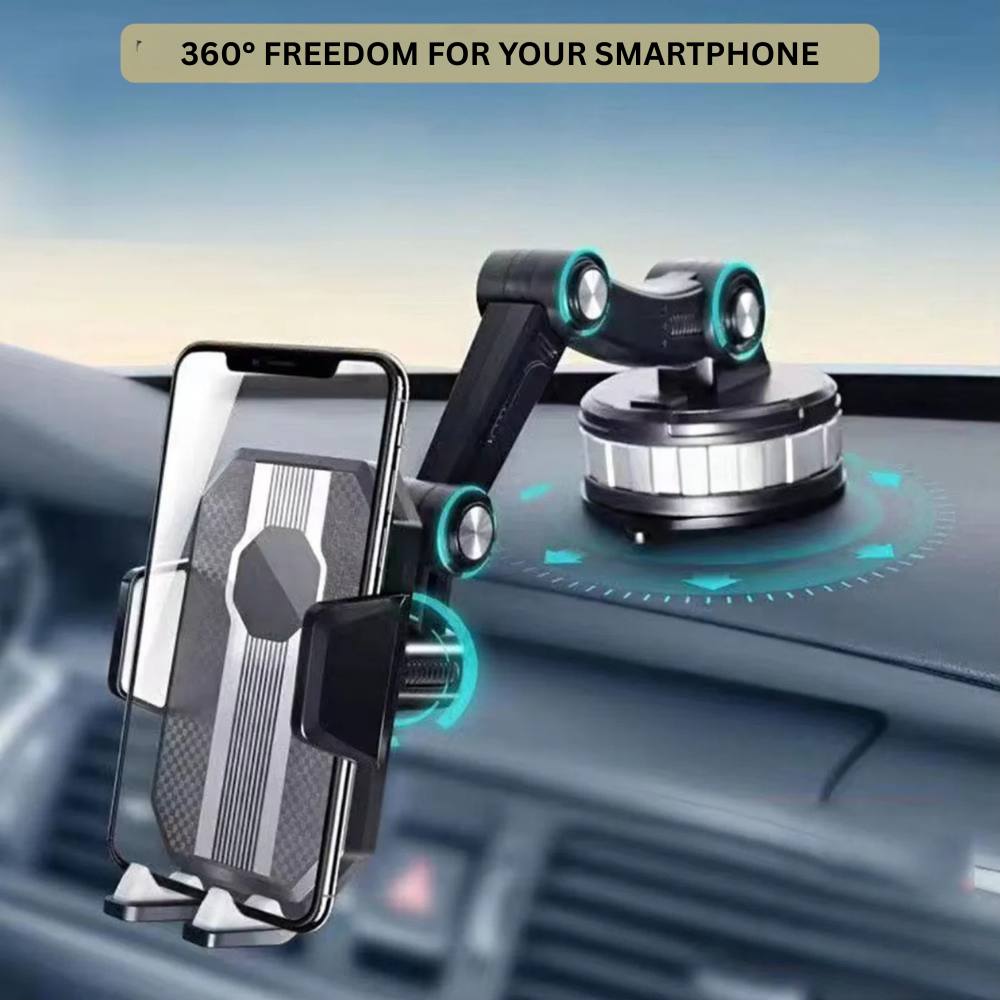 Universal Car Phone Mount with Strong Suction Cup and 360° Rotation