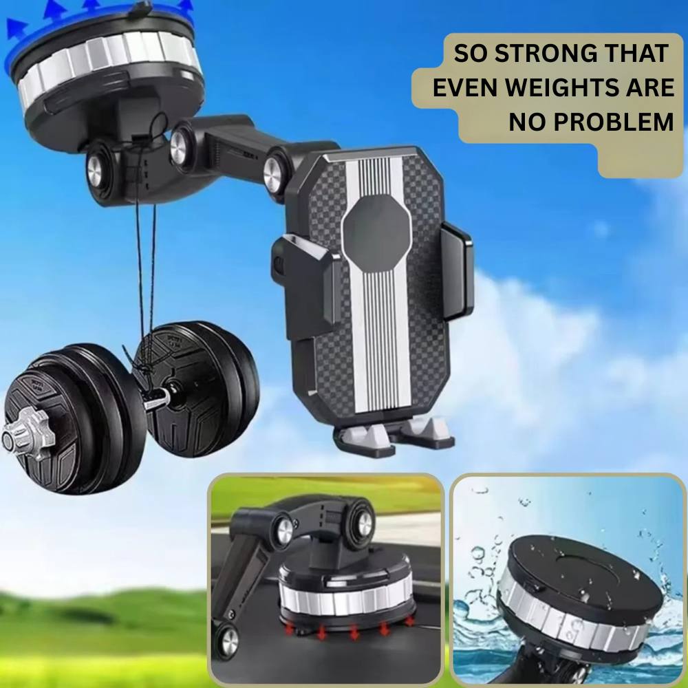Universal Car Phone Mount with Strong Suction Cup and 360° Rotation