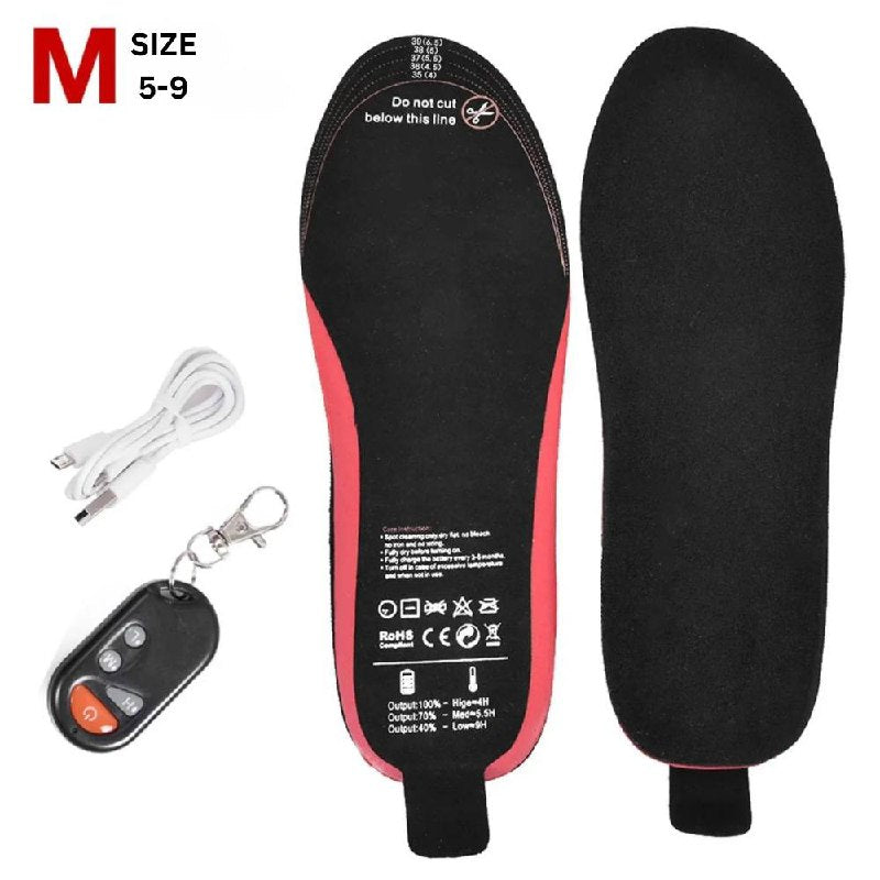 Rechargeable Heated Insoles with Remote Control, 3 Heat Settings, Trim to Fit Electric Foot Warmers for Winter and Outdoor