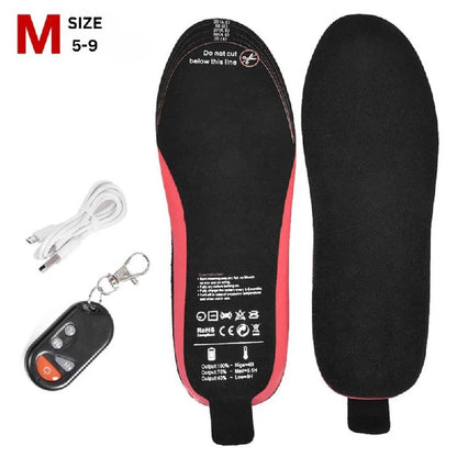 Rechargeable Heated Insoles with Remote Control, 3 Heat Settings, Trim to Fit Electric Foot Warmers for Winter and Outdoor