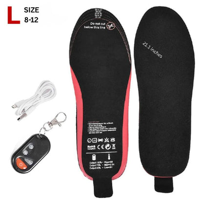 Rechargeable Heated Insoles with Remote Control, 3 Heat Settings, Trim to Fit Electric Foot Warmers for Winter and Outdoor