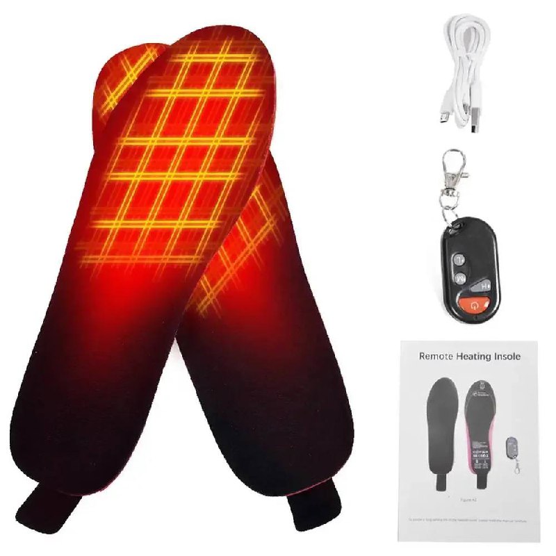Rechargeable Heated Insoles with Remote Control, 3 Heat Settings, Trim to Fit Electric Foot Warmers for Winter and Outdoor