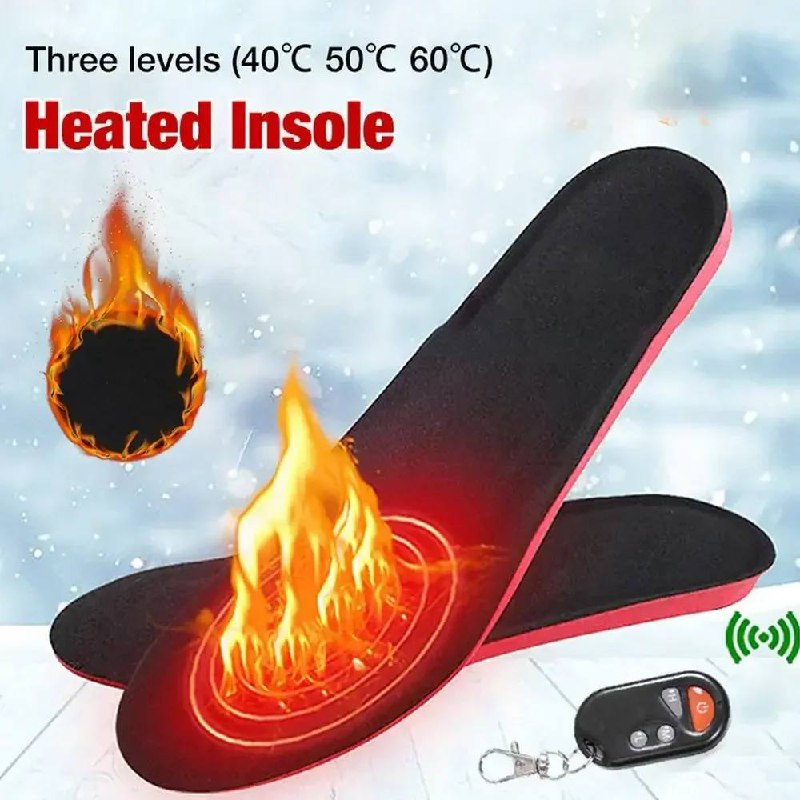 Rechargeable Heated Insoles with Remote Control, 3 Heat Settings, Trim to Fit Electric Foot Warmers for Winter and Outdoor