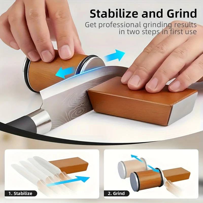 Diamond Sharpening Stone Set with Magnetic Holder, 15° and 20° Sharpening Angles for Knives and Tools