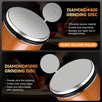 Diamond Sharpening Stone Set with Magnetic Holder, 15° and 20° Sharpening Angles for Knives and Tools
