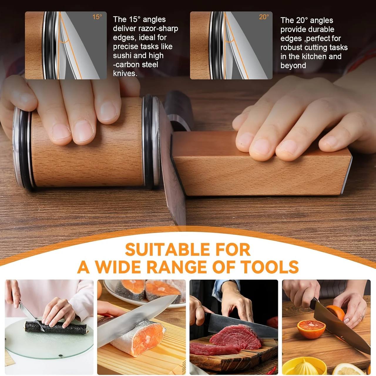 Diamond Sharpening Stone Set with Magnetic Holder, 15° and 20° Sharpening Angles for Knives and Tools