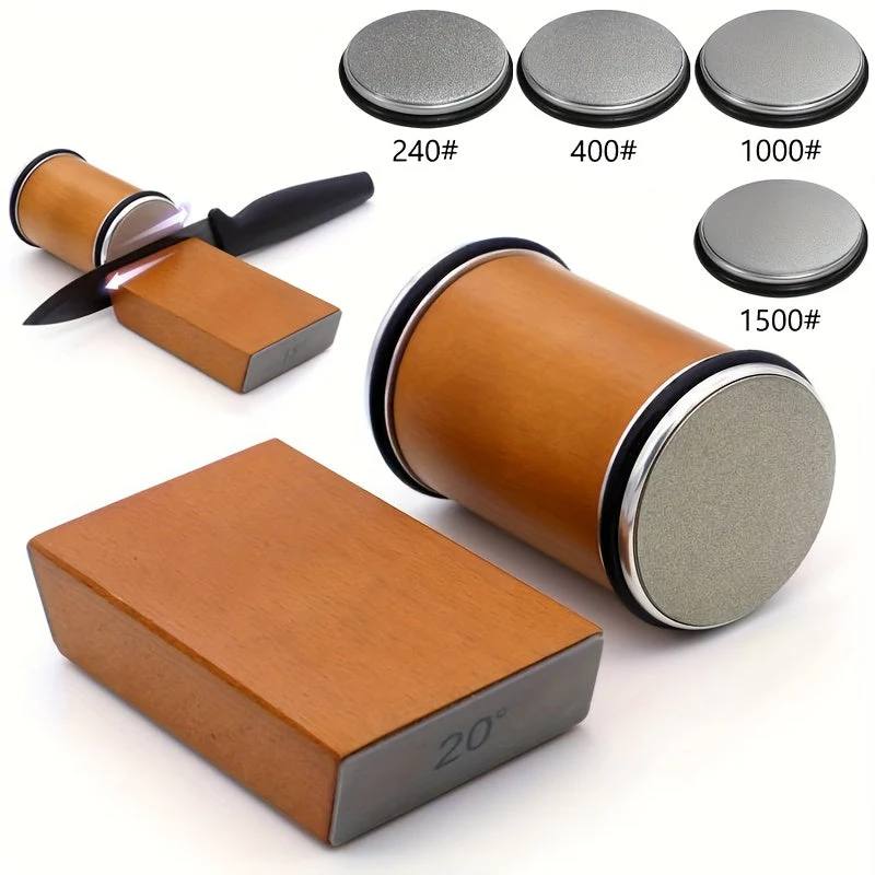 Diamond Sharpening Stone Set with Magnetic Holder, 15° and 20° Sharpening Angles for Knives and Tools