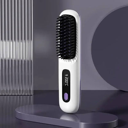 USB Rechargeable Cordless Hair Straightener with LCD Display and Adjustable Heat