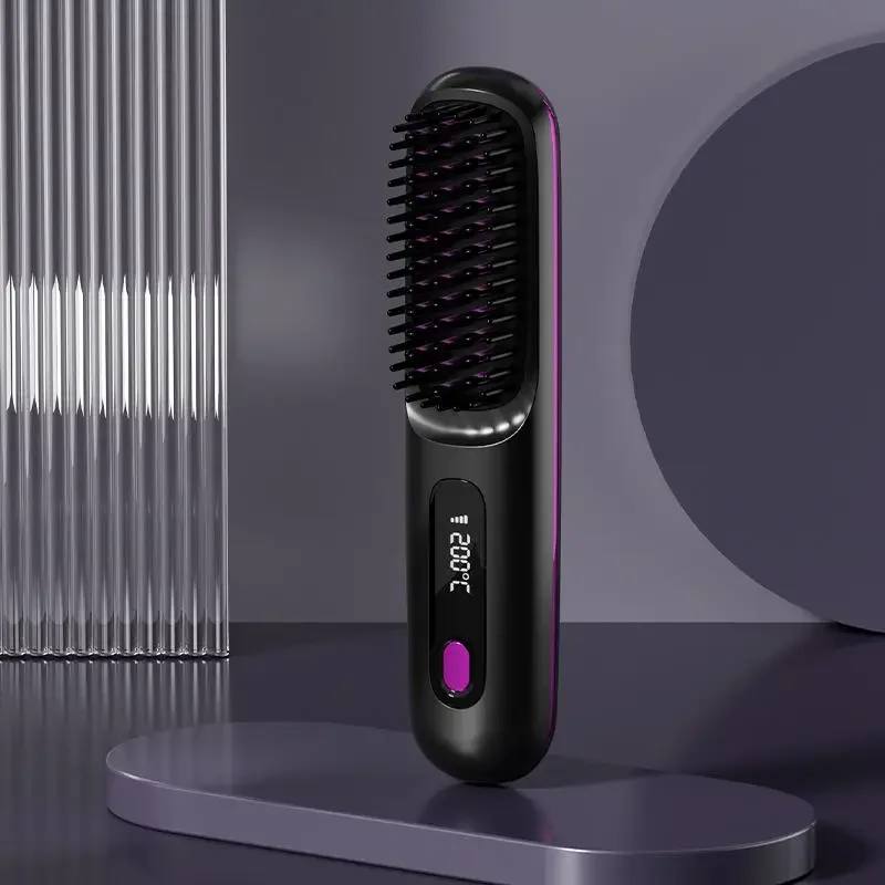 USB Rechargeable Cordless Hair Straightener with LCD Display and Adjustable Heat
