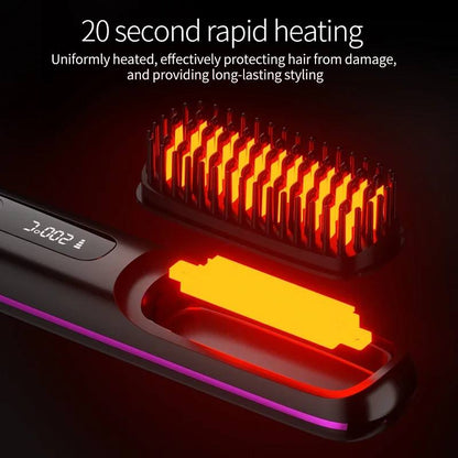 USB Rechargeable Cordless Hair Straightener with LCD Display and Adjustable Heat