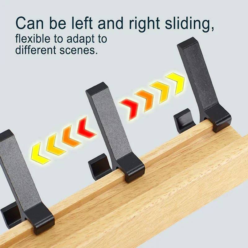 Wall Coat Rack with 5 Movable Double Hooks, Scandinavian Design