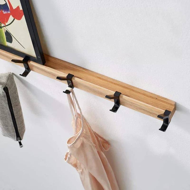 Wall Coat Rack with 5 Movable Double Hooks, Scandinavian Design