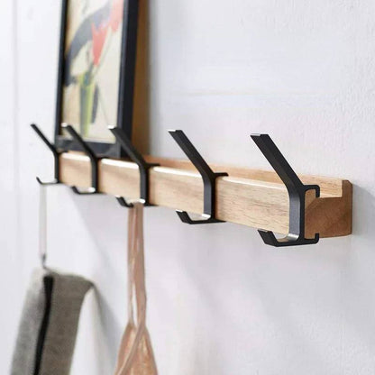Wall Coat Rack with 5 Movable Double Hooks, Scandinavian Design