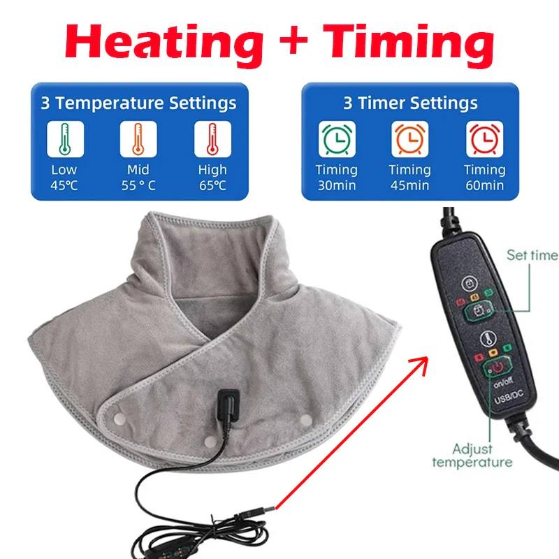Heated Neck and Shoulder Wrap with 3 Heat Levels and Timer