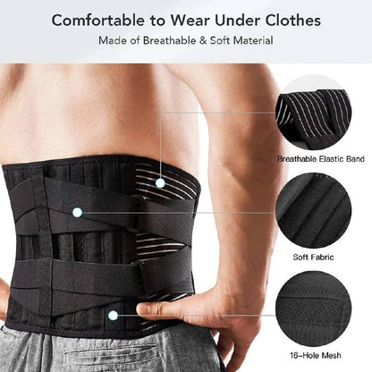 Back Support Belt 360 Degree Lumbar Brace with Memory Aluminum and Steel Springs