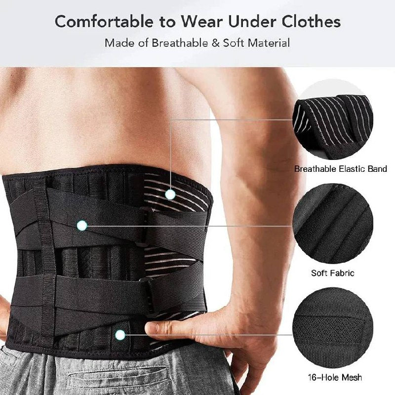 Back Support Belt 360 Degree Lumbar Brace with Memory Aluminum and Steel Springs