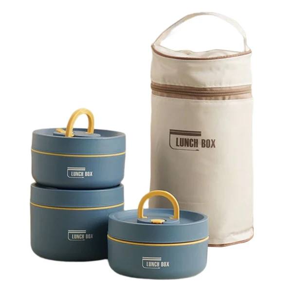 Portable Insulated Lunch Box with Silicone Seal for Warm Meals, 3 Piece