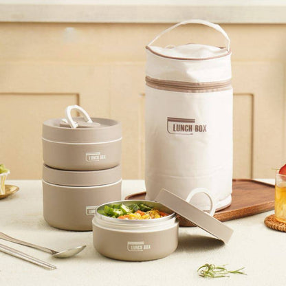 Portable Insulated Lunch Box with Silicone Seal for Warm Meals, 3 Piece
