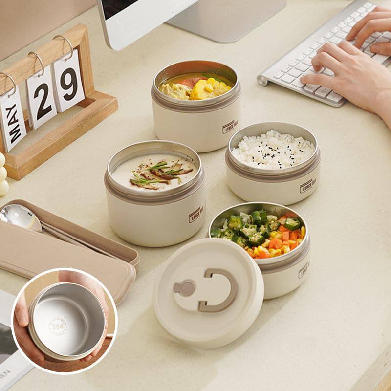 Portable Insulated Lunch Box with Silicone Seal for Warm Meals, 3 Piece