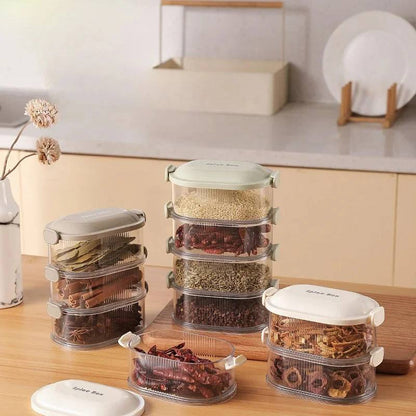 Spice Storage Boxes, Airtight Stackable Organizer