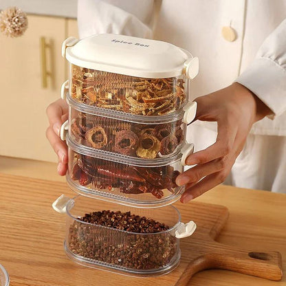 Spice Storage Boxes, Airtight Stackable Organizer