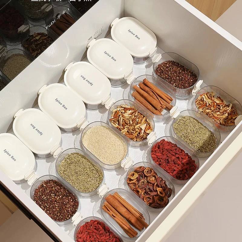 Spice Storage Boxes, Airtight Stackable Organizer