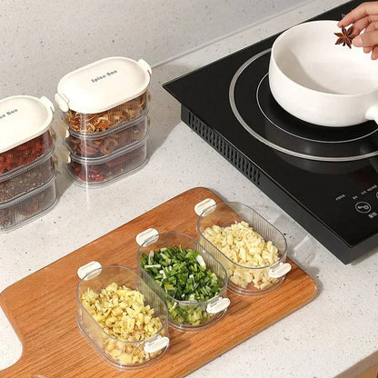 Spice Storage Boxes, Airtight Stackable Organizer