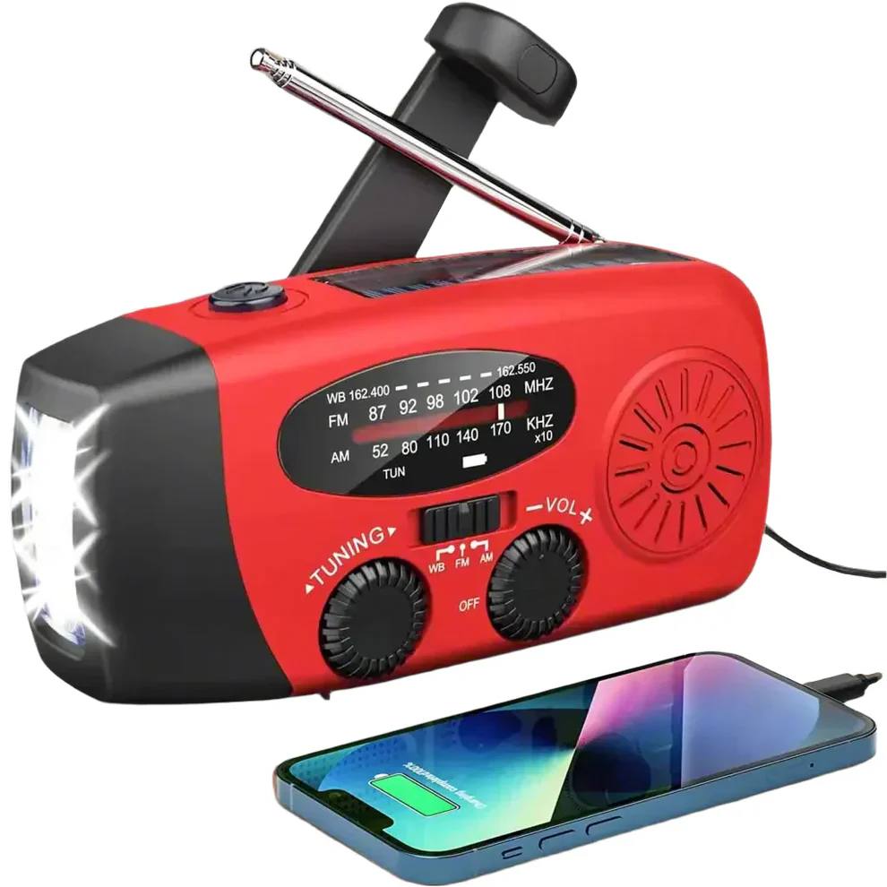 Emergency Radio with Powerbank, Hand Crank and Solar Charging