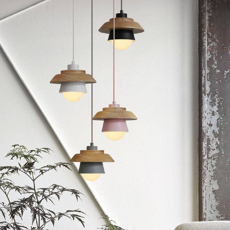 Nordic Wooden Pendant Light, Modern Hanging Lamp for Indoor Spaces