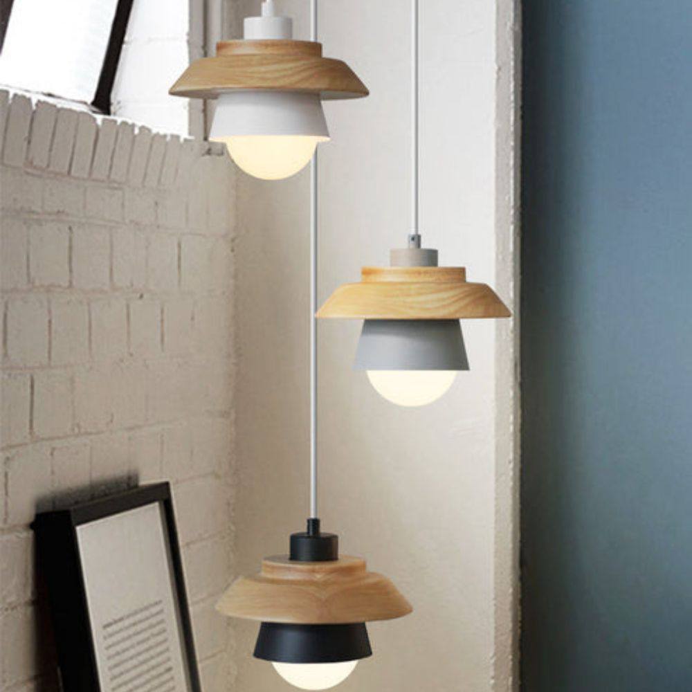 Nordic Wooden Pendant Light, Modern Hanging Lamp for Indoor Spaces