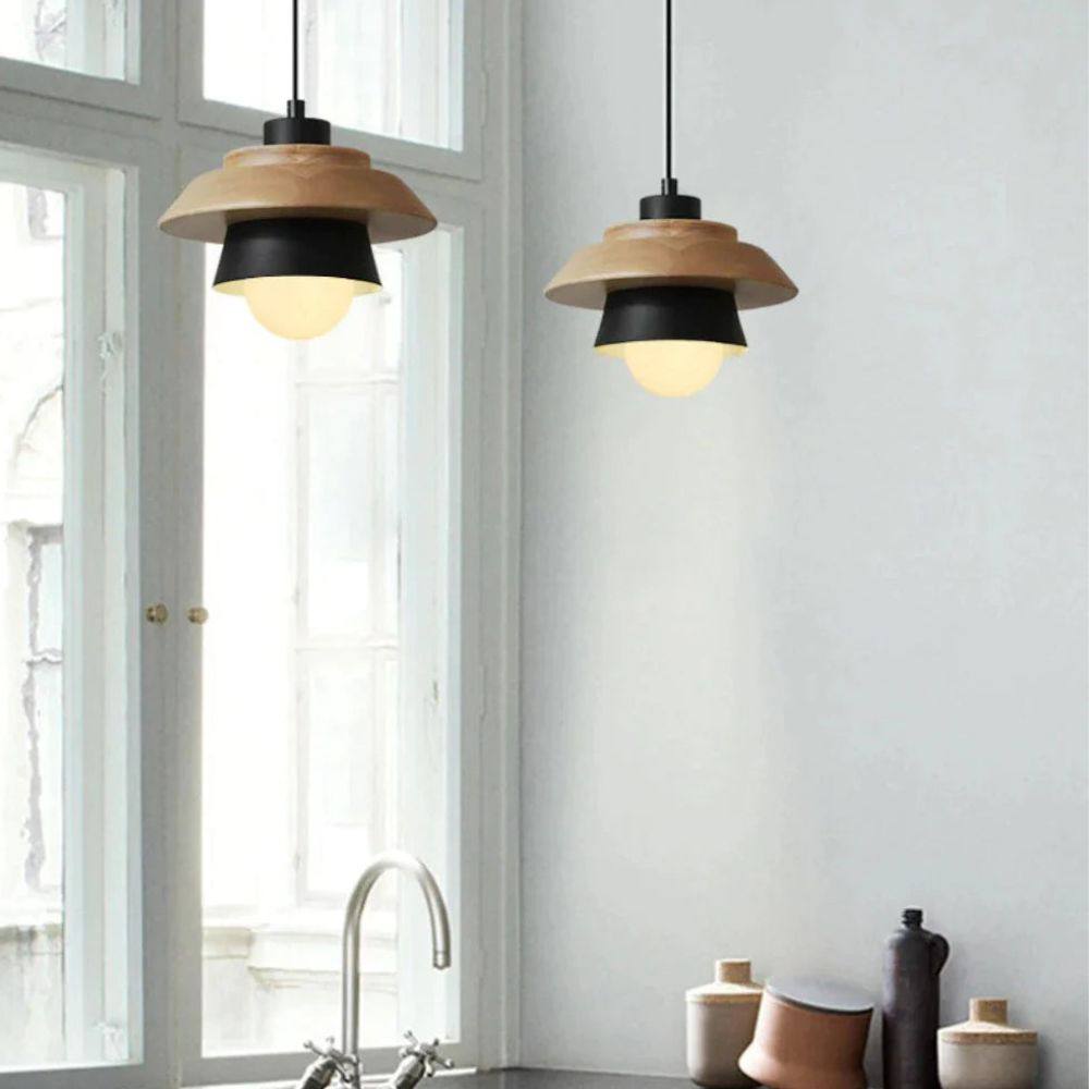 Nordic Wooden Pendant Light, Modern Hanging Lamp for Indoor Spaces