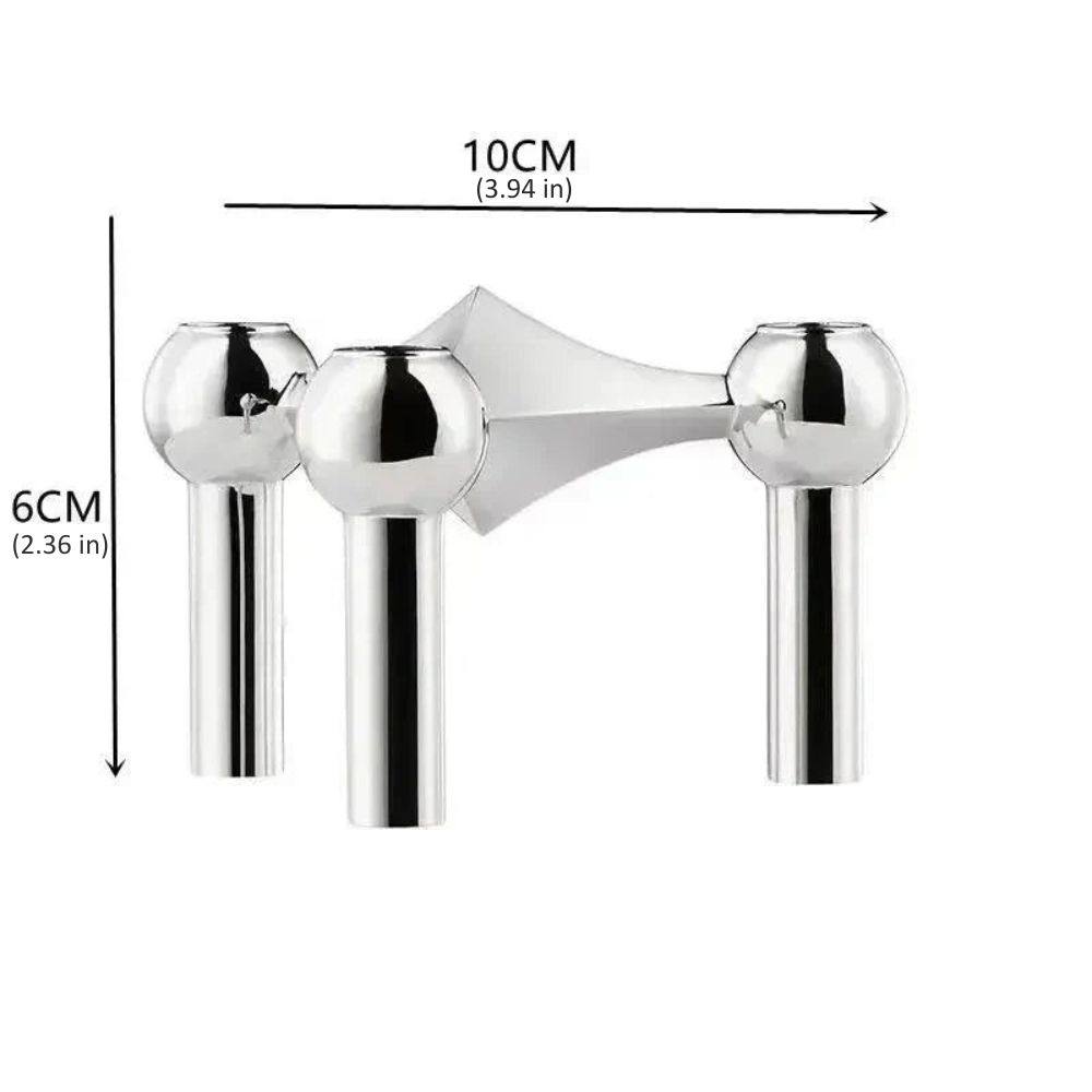 Modern Molecular Metal Candle Holder, Nordic Inspired Silver Centerpiece for Elegant Home Décor
