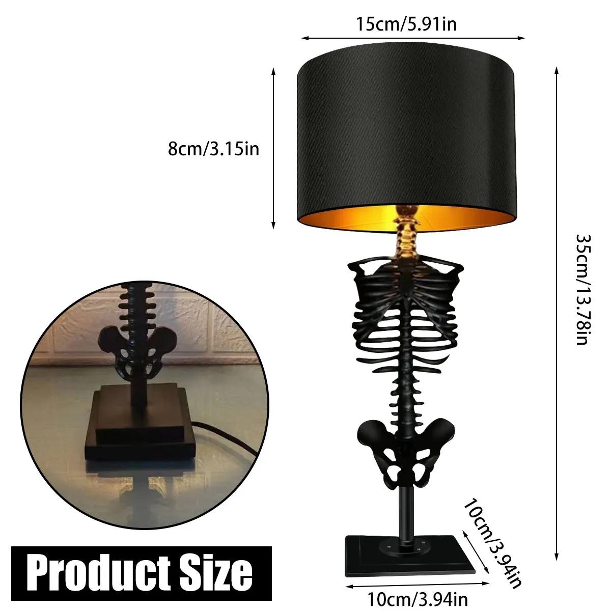 Gothic Skeleton Table Lamp, Handcrafted Artistic Design