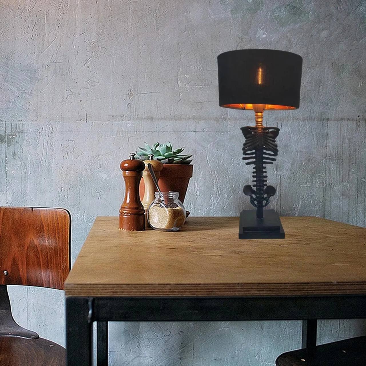 Gothic Skeleton Table Lamp, Handcrafted Artistic Design