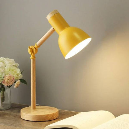 LED Desk Lamp, Nordic Wood Design with Adjustable Arm and Touch Control