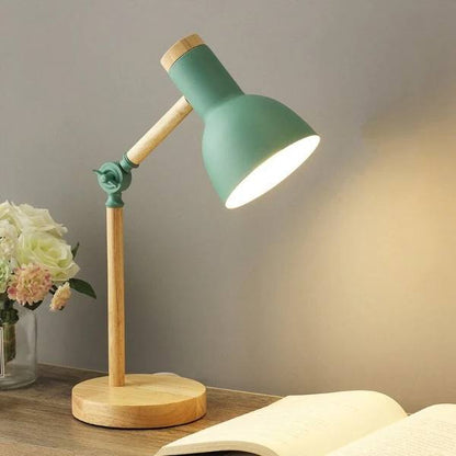 LED Desk Lamp, Nordic Wood Design with Adjustable Arm and Touch Control