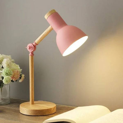 LED Desk Lamp, Nordic Wood Design with Adjustable Arm and Touch Control