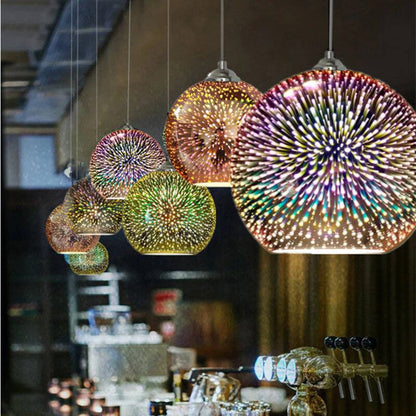3D Fireworks Glass Pendant Light with Creative Color Design