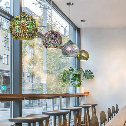 3D Fireworks Glass Pendant Light with Creative Color Design