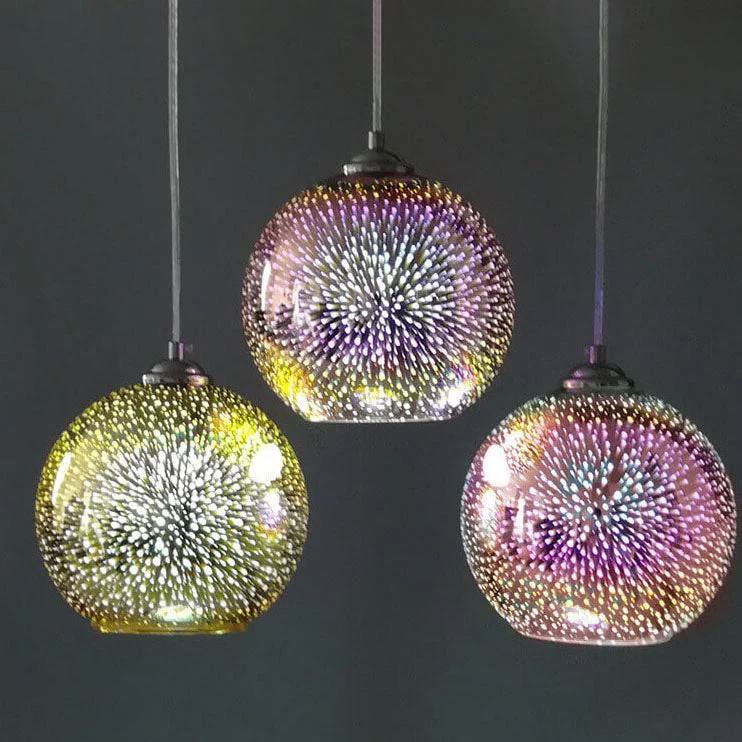 3D Fireworks Glass Pendant Light with Creative Color Design