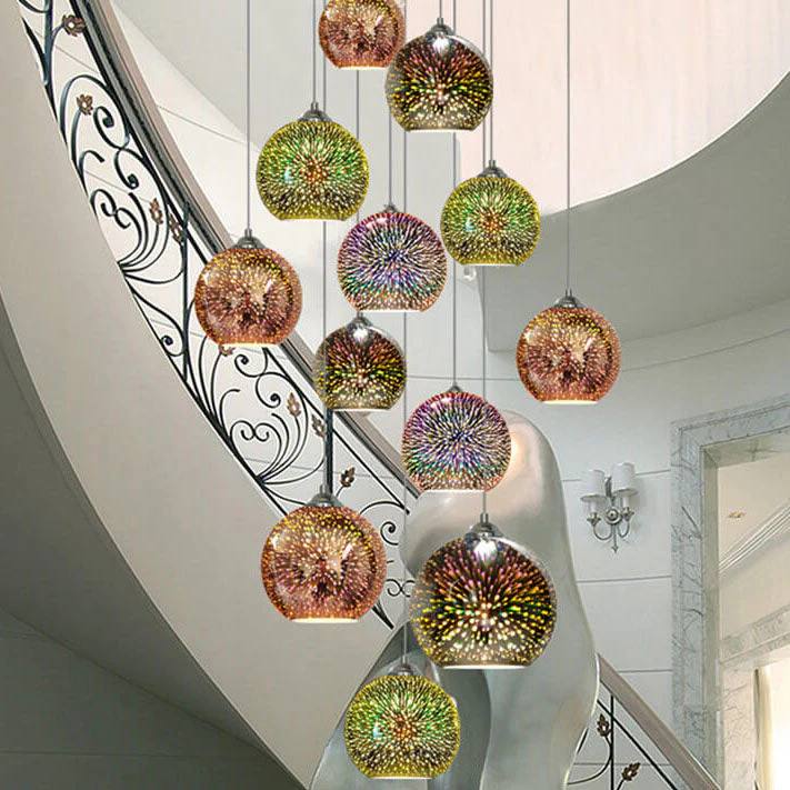 3D Fireworks Glass Pendant Light with Creative Color Design