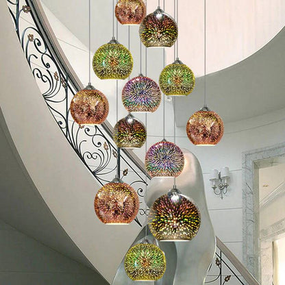 3D Fireworks Glass Pendant Light with Creative Color Design
